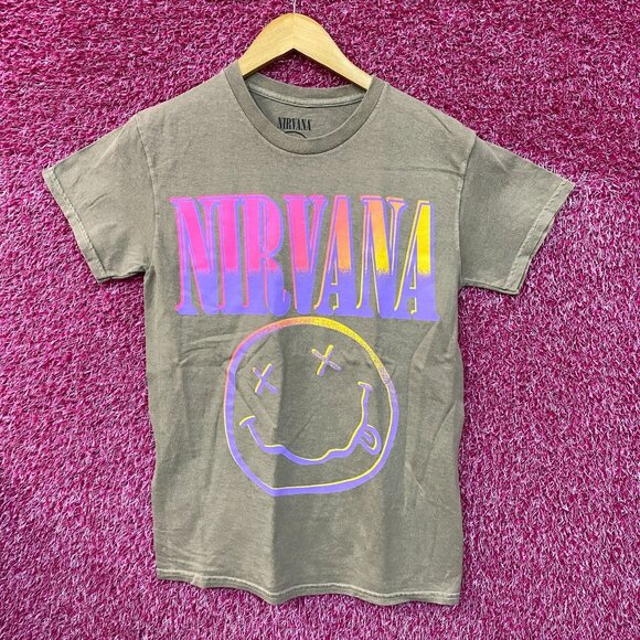 Nirvana Nevermind Tour Hyperwave Smiley Grunge Band Tee S - Picture 1 of 4